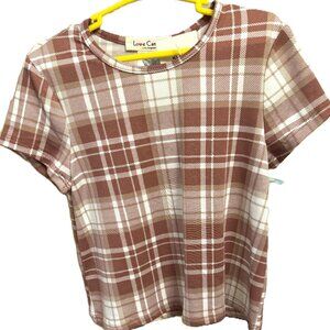Size 4 years • Brand new Girl's blouse size 4t brand new brown and beige checker